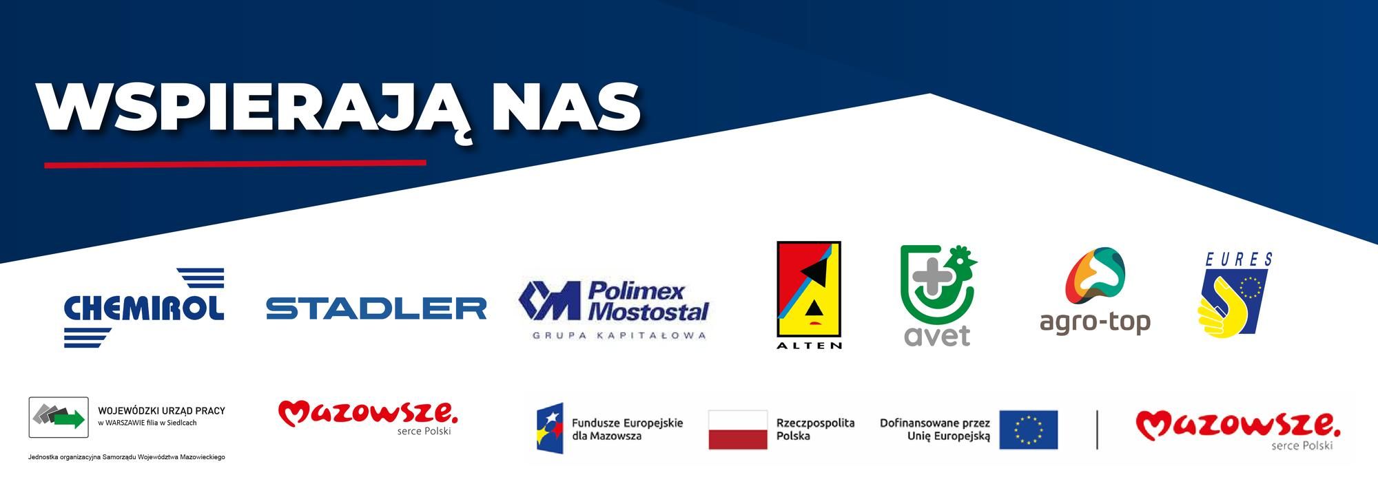 Loga firm i organizacji sponsorskich. Wspierający wymienieni pod zdjeciem.